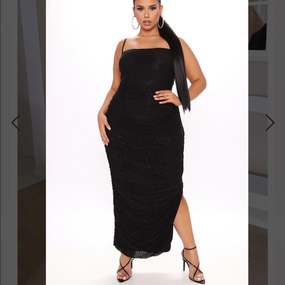 Feeling My Mesh Embellished Maxi Dress - Black XL